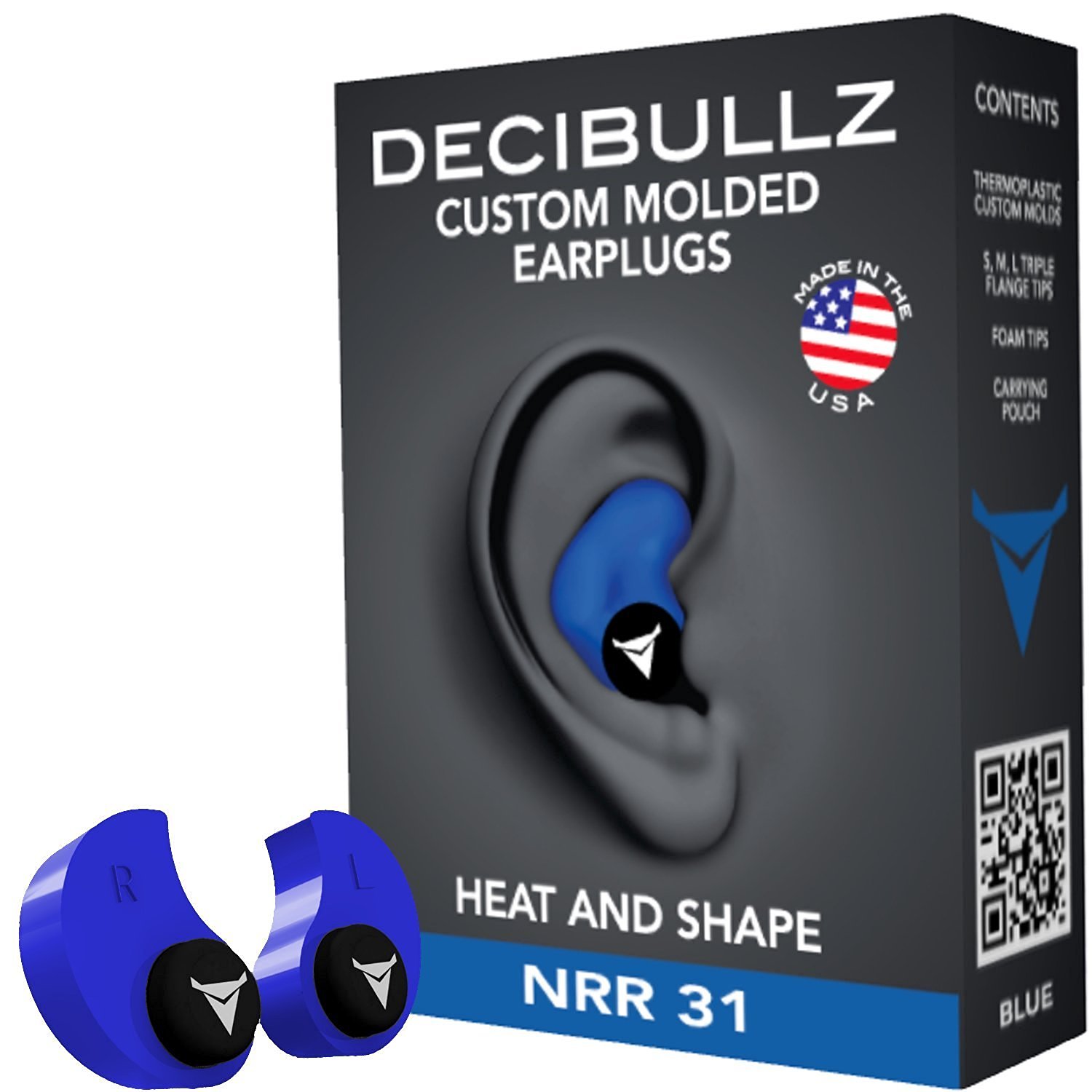 custom molded earplugs: noise reduction rating 31 decibels